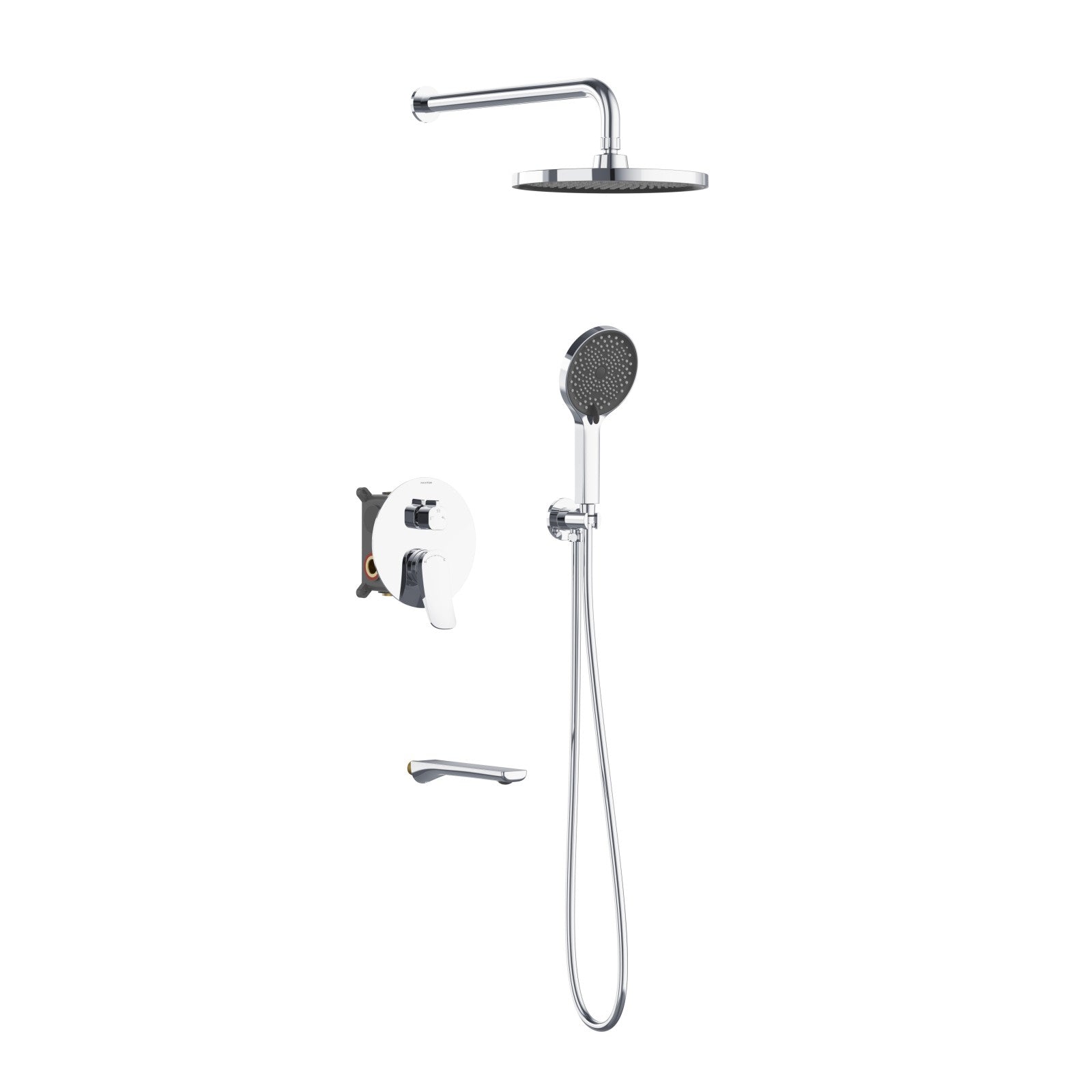 3 Way Concealed Shower System with Bathtub Spout – Rain Shower & Hand Shower Set – AB503076 Chrome