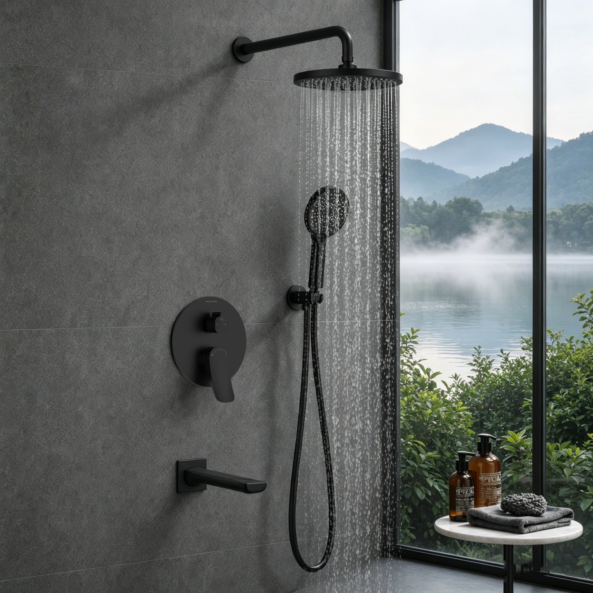 3 Way Concealed Shower System with Bathtub Spout – Rain Shower & Hand Shower Set – AB503076