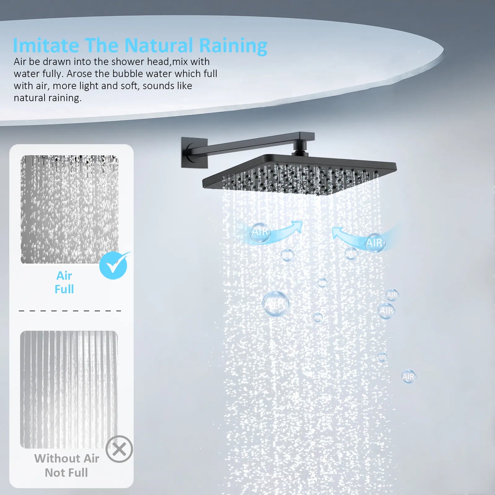 3 Way Wall Concealed Shower System with SUS304 Overhead Rain Shower & Bath Spout