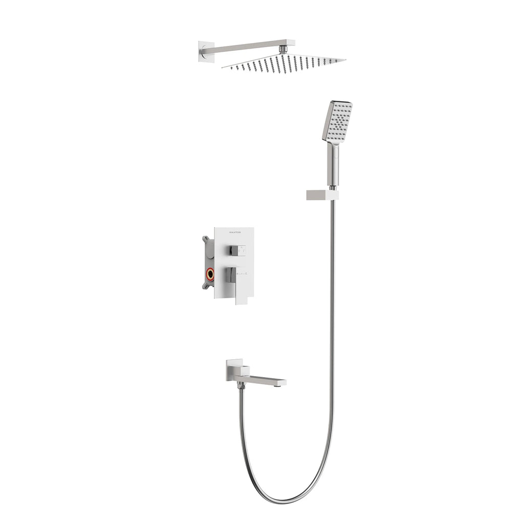 3 Way Wall Concealed Shower System with SUS304 Overhead Rain Shower & Bath Spout