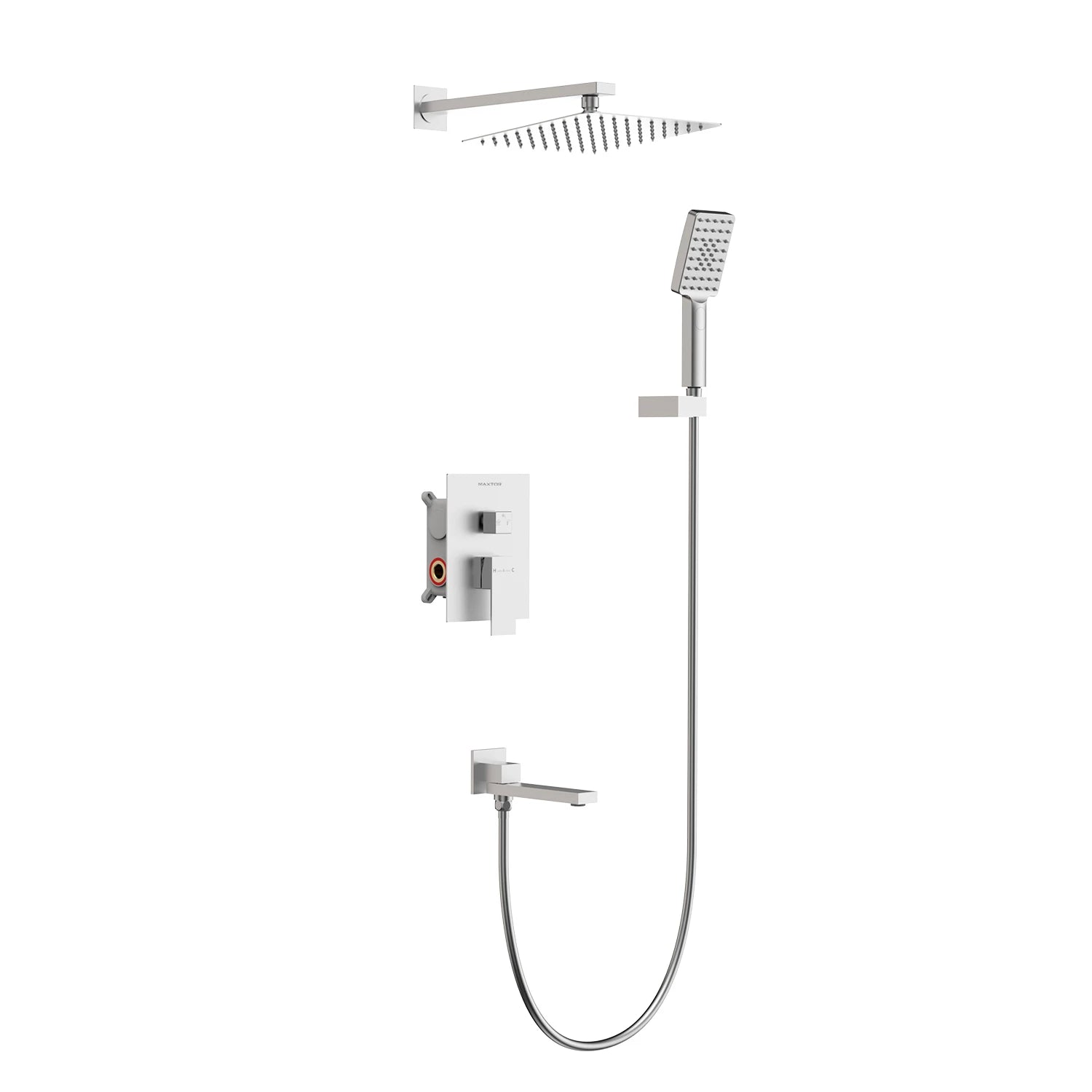 3 Way Wall Concealed Shower System with SUS304 Overhead Rain Shower & Bath Spout