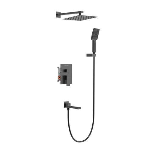 3 Way Wall Concealed Shower System with SUS304 Overhead Rain Shower & Bath Spout