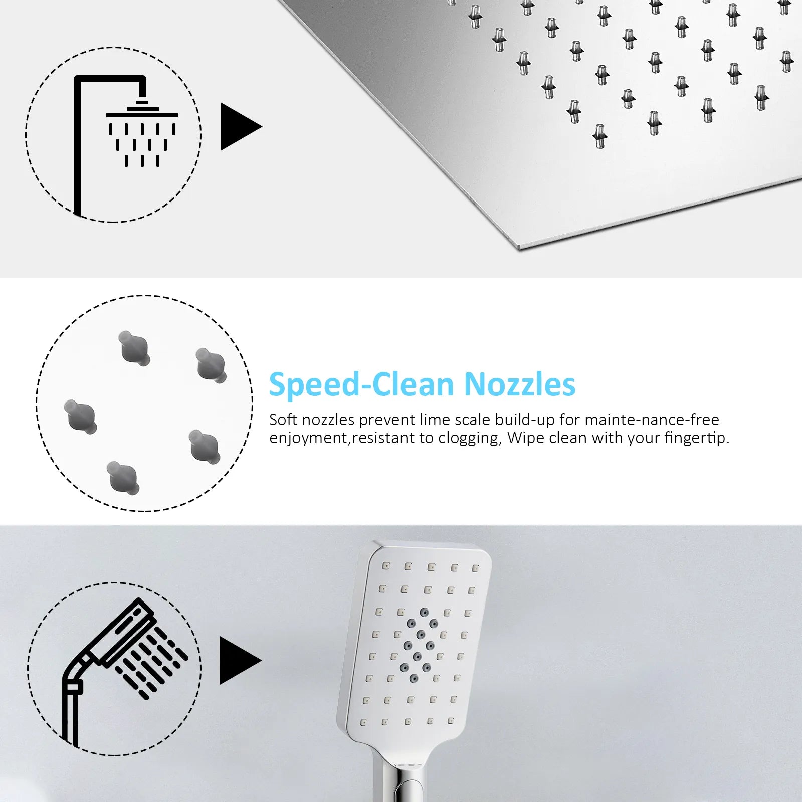 3 Way Wall Concealed Shower System with 400×400mm Overhead Shower & Swivel Spout-AB503300