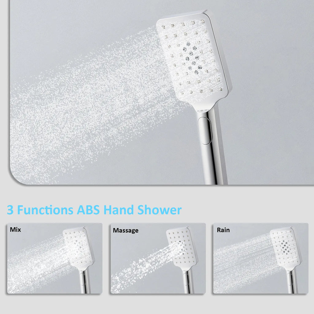3 Way Wall Concealed Shower System with 400×400mm Overhead Shower & Swivel Spout-AB503300