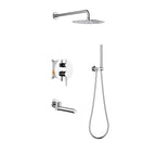 Circular 3-Way Wall Concealed Shower System with Solid Brass Spout AB503404 Chrome