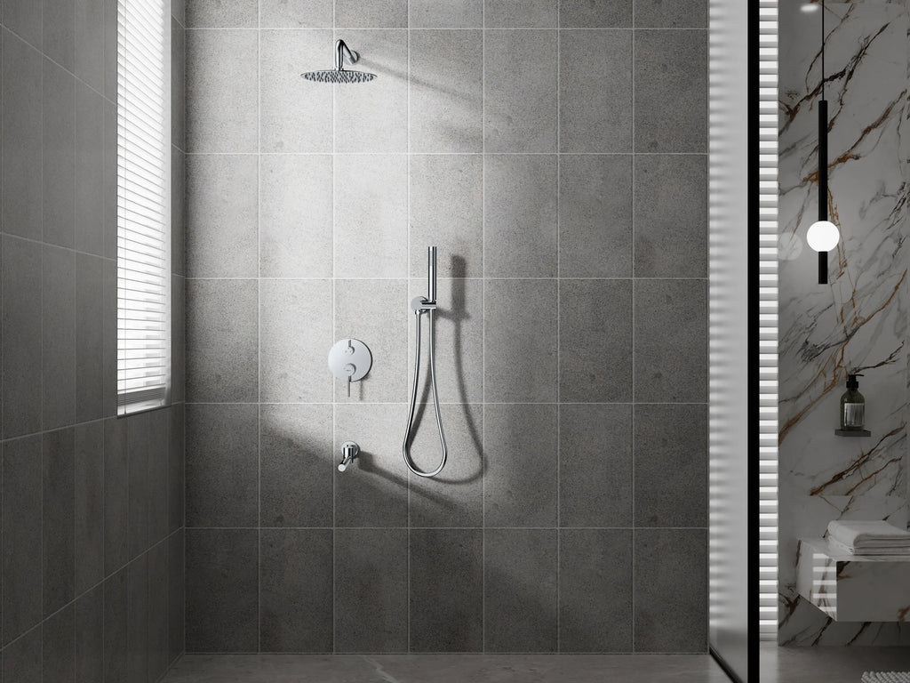 Circular 3-Way Wall Concealed Shower System with Solid Brass Spout AB503404