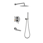 Circular 3-Way Wall Concealed Shower System with Solid Brass Spout AB503404 Brushed Gun Metal