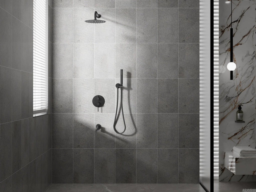 Circular 3-Way Wall Concealed Shower System with Solid Brass Spout AB503404