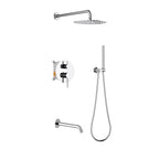 Circular 3-Way Wall Concealed Shower System with Solid Brass Spout AB503504 Chrome