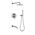 Circular 3-Way Wall Concealed Shower System with Solid Brass Spout AB503504 Brushed Gun Metal