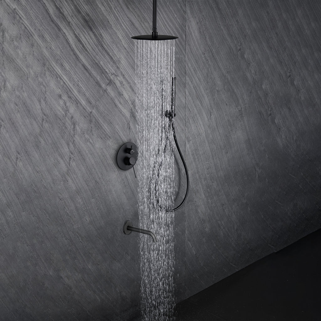 Circular 3-Way Wall Concealed Shower System with Solid Brass Spout AB503504