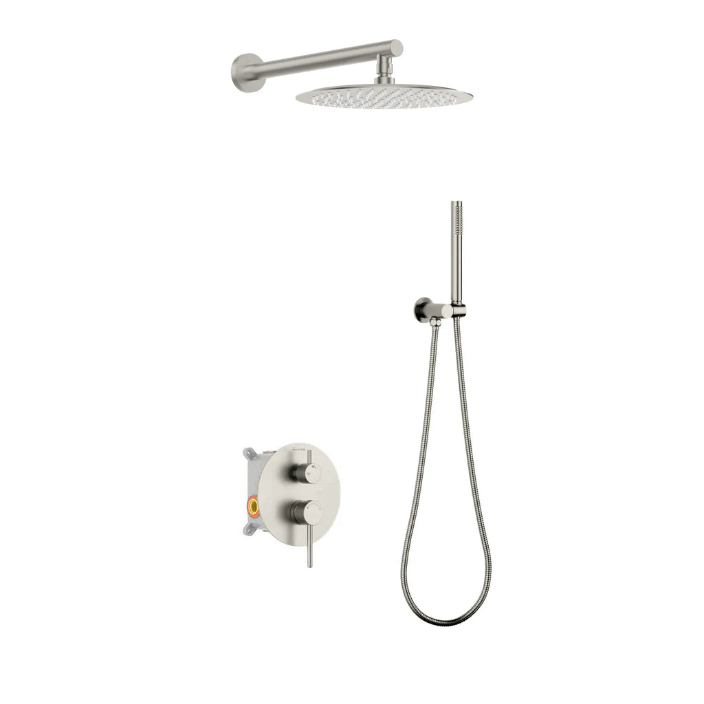 2-Way Wall-Concealed Shower System with Overhead Rain Shower & Hand Shower-AB512005 Brushed Nickel