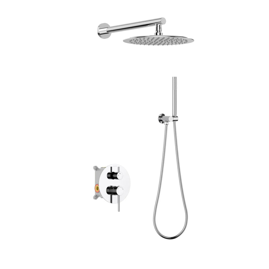 2-Way Wall-Concealed Shower System with Overhead Rain Shower & Hand Shower-AB512005 Chrome