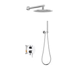 2-Way Wall-Concealed Shower System with Overhead Rain Shower & Hand Shower-AB512005 Chrome