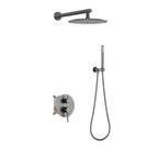 2-Way Wall-Concealed Shower System with Overhead Rain Shower & Hand Shower-AB512005 Brushed Gun Metal