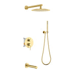 3-Way Wall-Concealed Shower System with Rain Shower, Hand Shower & Bath--AB513005 Brushed Gold