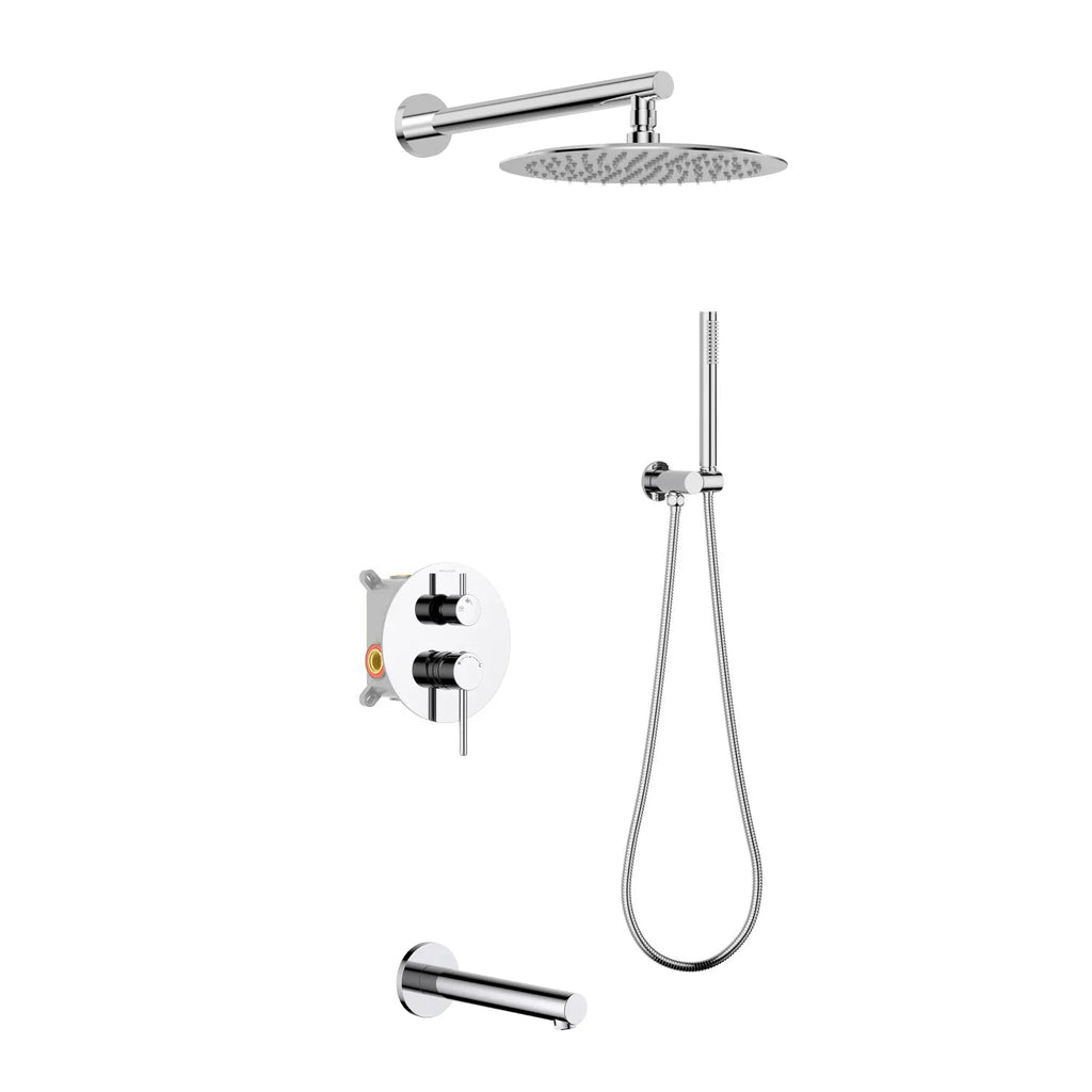 3-Way Wall-Concealed Shower System with Rain Shower, Hand Shower & Bath--AB513005 Chrome