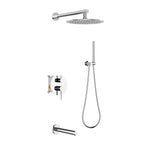 3-Way Wall-Concealed Shower System with Rain Shower, Hand Shower & Bath--AB513005 Chrome