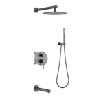 3-Way Wall-Concealed Shower System with Rain Shower, Hand Shower & Bath--AB513005 Brushed Gun Metal