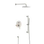2 Way Lead Free Brass Wall Concealed Shower System with Slider Rail Bar-AB602031 Brushed Nickel
