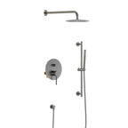2 Way Lead Free Brass Wall Concealed Shower System with Slider Rail Bar-AB602031 Brushed Gun Metal
