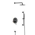 2 Way Lead Free Brass Wall Concealed Shower System with Slider Rail Bar-AB602031 Matte Black
