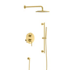 2 Way Lead-Free Brass Wall Concealed Shower System – Diverter Handle, Slider Rail & Rain Shower – AB602231 Brushed Gold