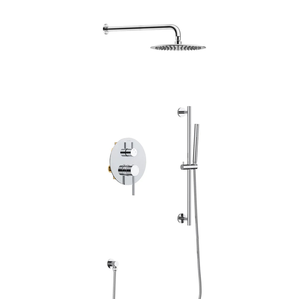 2 Way Lead-Free Brass Wall Concealed Shower System – Diverter Handle, Slider Rail & Rain Shower – AB602231 Chrome