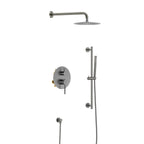 2 Way Lead-Free Brass Wall Concealed Shower System – Diverter Handle, Slider Rail & Rain Shower – AB602231 Brushed Gun Metal