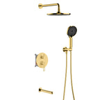 3 Way Pressure Balance Concealed Shower System with Tub Spout & Hand Shower-AB603069 Brushed Gold