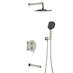 3 Way Pressure Balance Concealed Shower System with Tub Spout & Hand Shower-AB603069 Brushed Nickel