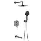 3 Way Pressure Balance Concealed Shower System with Tub Spout & Hand Shower-AB603069 Brushed Gun Metal
