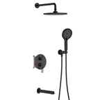 3 Way Pressure Balance Concealed Shower System with Tub Spout & Hand Shower-AB603069 Matte Black
