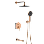 3 Way Pressure Balance Concealed Shower System with Tub Spout & Hand Shower-AB603069 Rose Gold