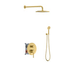 2 Way Lead-Free Brass Wall Concealed Pressure Balance Shower System with Box & Trim Plate Kit – AB612131 Brushed Gold