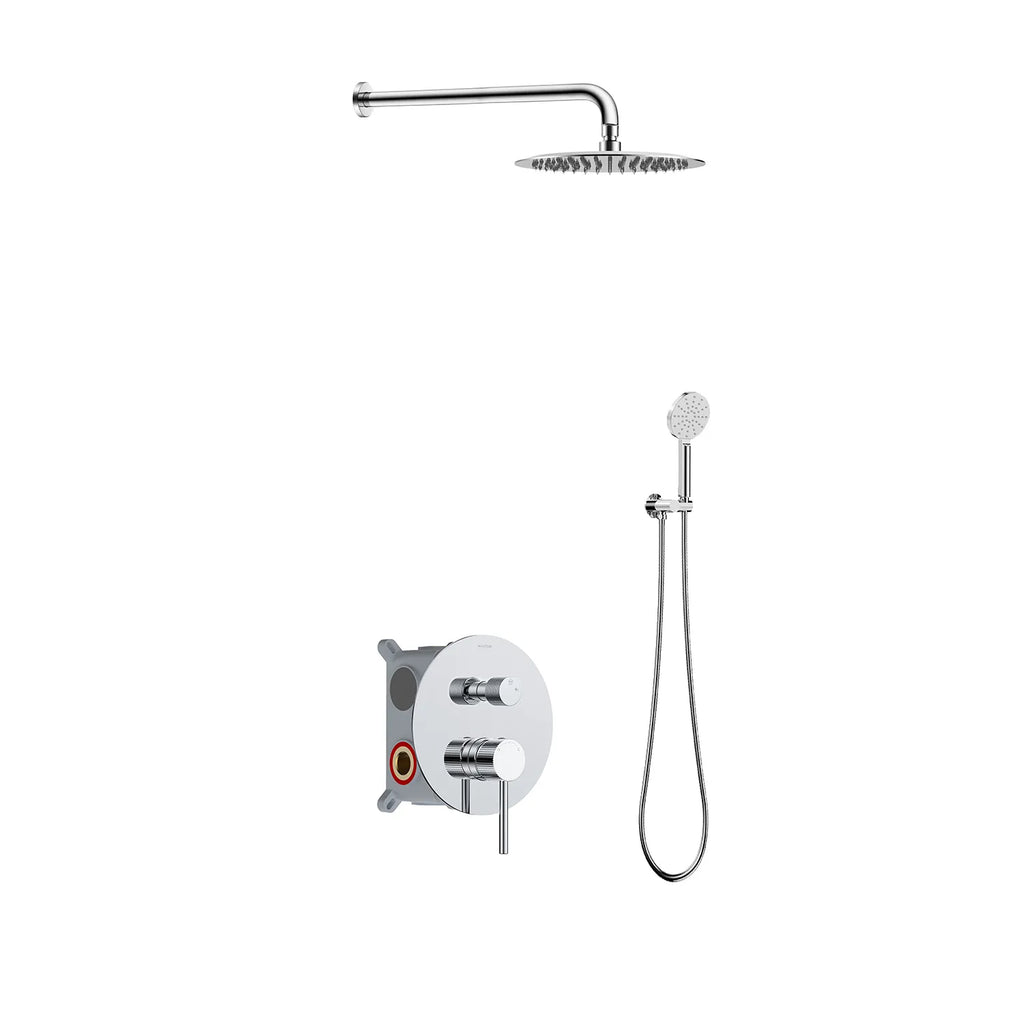 2 Way Lead-Free Brass Wall Concealed Pressure Balance Shower System with Box & Trim Plate Kit – AB612131 Chrome