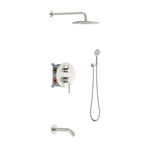 3 Way Lead-Free Wall Concealed Pressure Balance Shower System with Tub Spout & Hand Shower – AB613131 Brushed Nickel