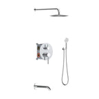 3 Way Lead-Free Wall Concealed Pressure Balance Shower System with Tub Spout & Hand Shower – AB613131 Chrome