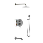 3 Way Lead-Free Wall Concealed Pressure Balance Shower System with Tub Spout & Hand Shower – AB613131 Brushed Gun Metal