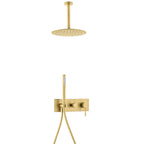 Eire 2-Way Wall-Concealed Shower System With Rough In Valve, Hand Shower and Over Head Shower AH302005 Brushed Gold