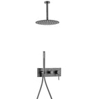 Eire 2-Way Wall-Concealed Shower System With Rough In Valve, Hand Shower and Over Head Shower AH302005 Brushed Gun Metal