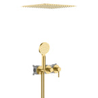 Circular 2-way Wall Concealed Shower Faucet With Rain Shower and Hand Shower AH502004 Brushed Gold