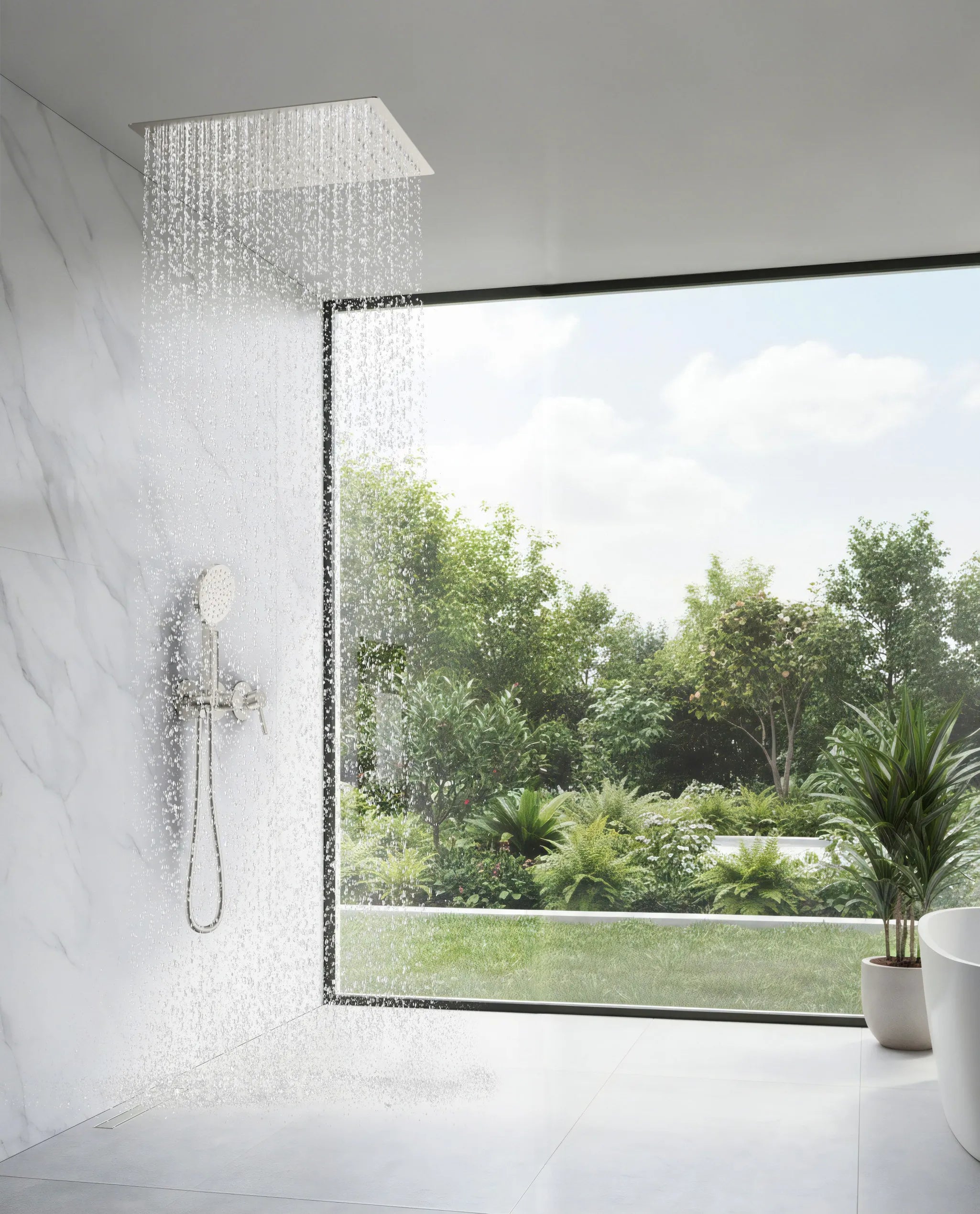 Circular 2 Way Thermostatic Wall Concealed Faucet with shower header and hand Shower AH502204