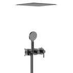 Circular 2-way Wall Concealed Shower Faucet With Rain Shower and Hand Shower AH502004 Matte Black