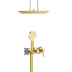 Circular 2 Function Shower System With Rough In Valve and 16" Overhead Shower-AH502005 Brushed Gold