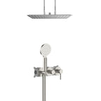 Circular 2 Function Shower System With Rough In Valve and 16" Overhead Shower-AH502005 Brushed Nickel