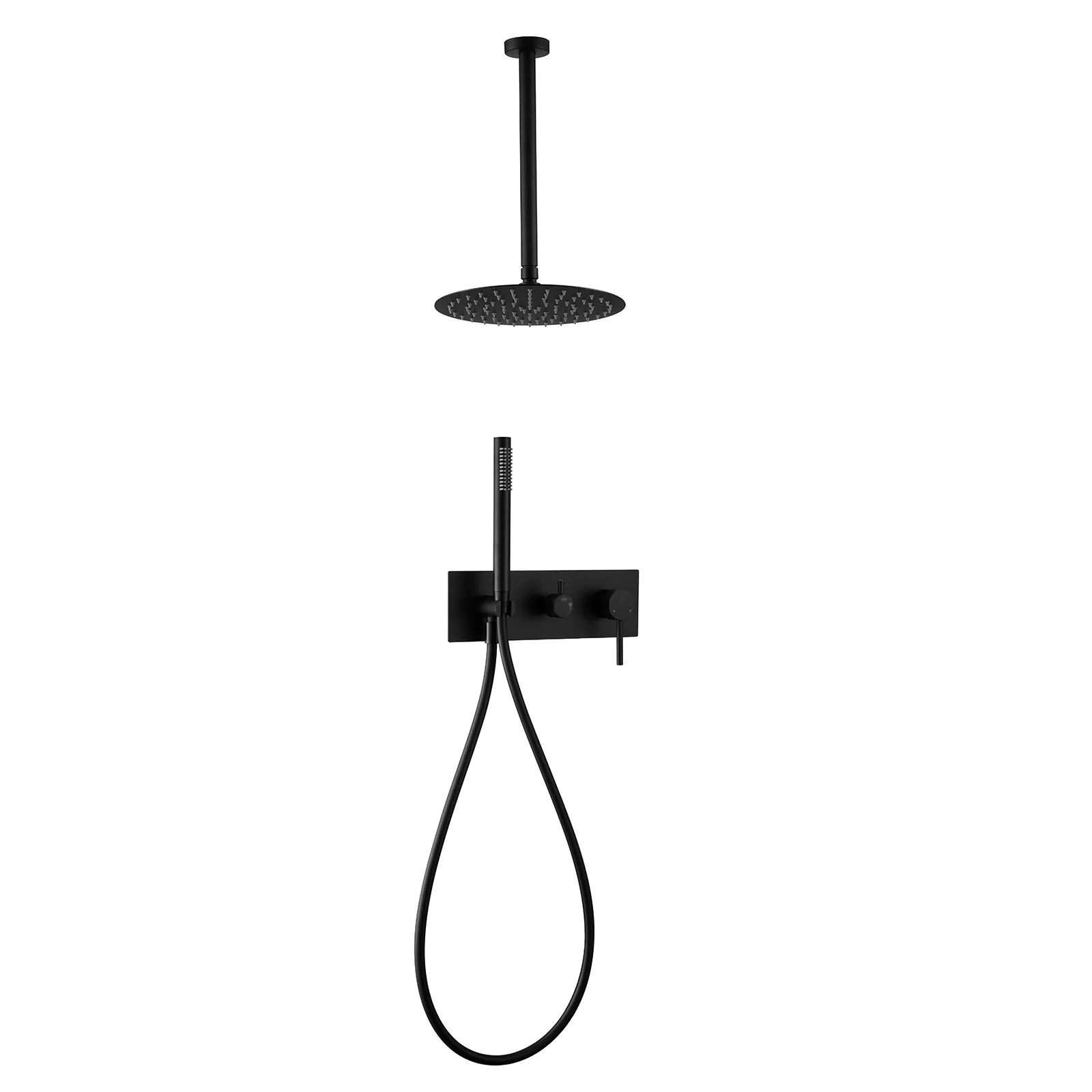 Circular 2-Way Wall Concealed Shower System with Rain & Hand Shower AH502104 Matte Black