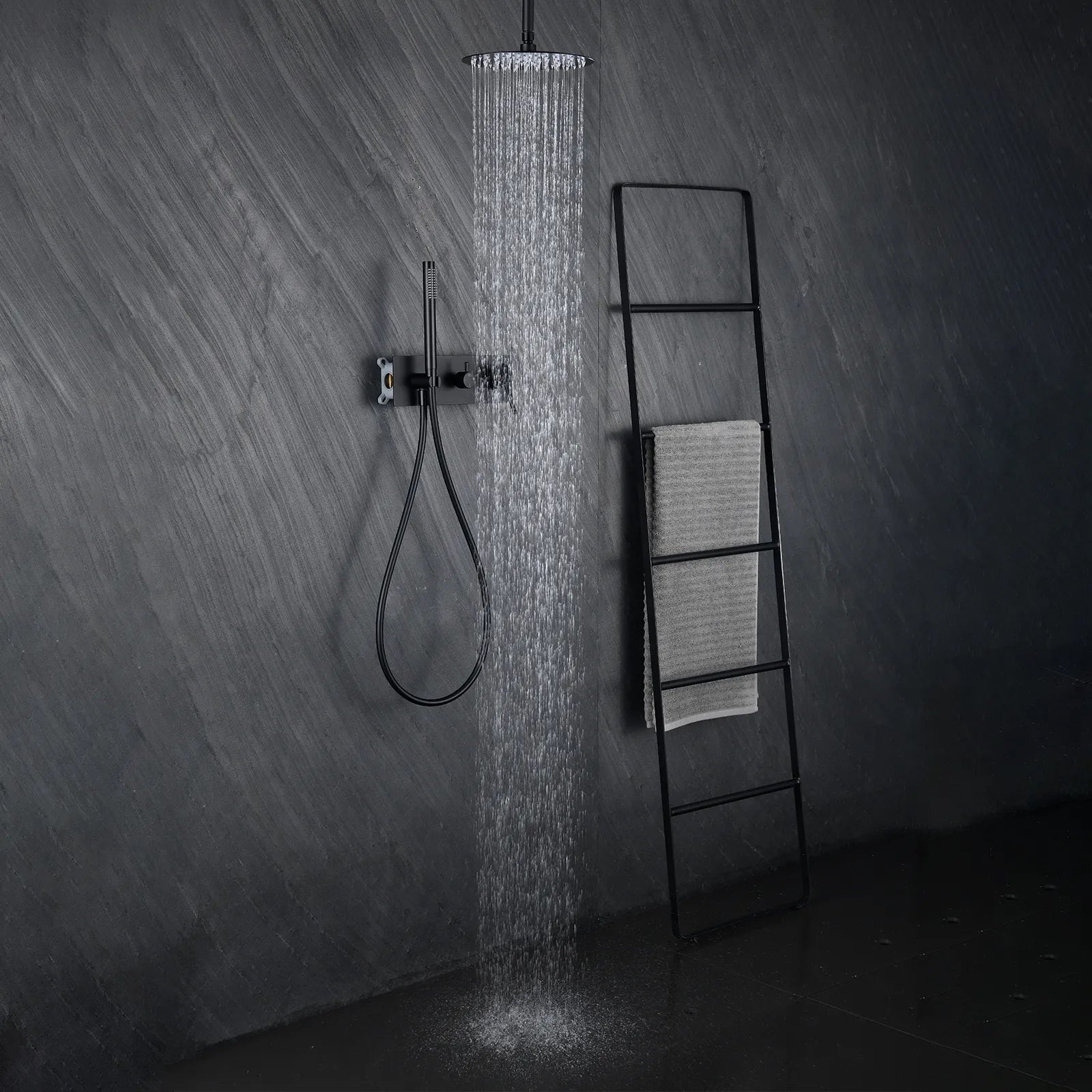 Circular 2-Way Wall Concealed Shower System with Rain & Hand Shower AH502104