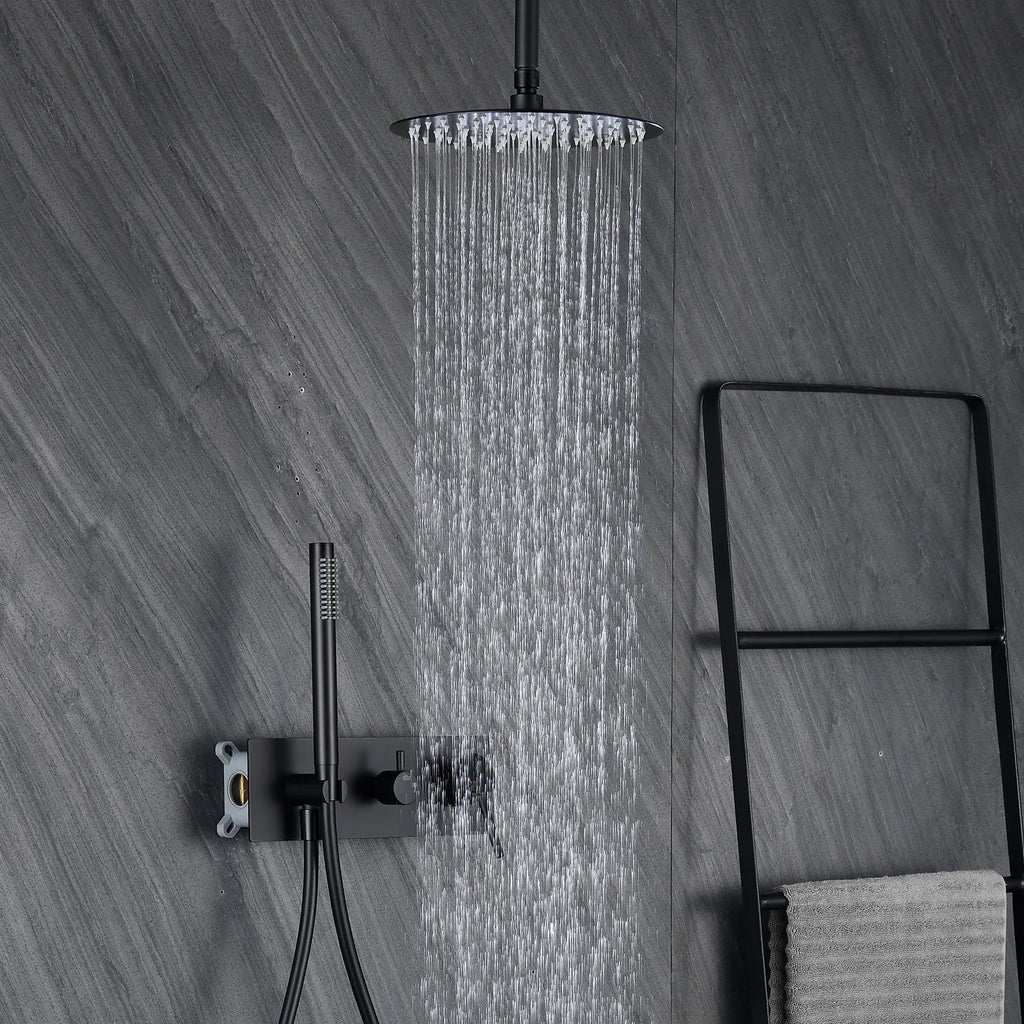 Circular 2-Way Wall Concealed Shower System with Rain & Hand Shower AH502104