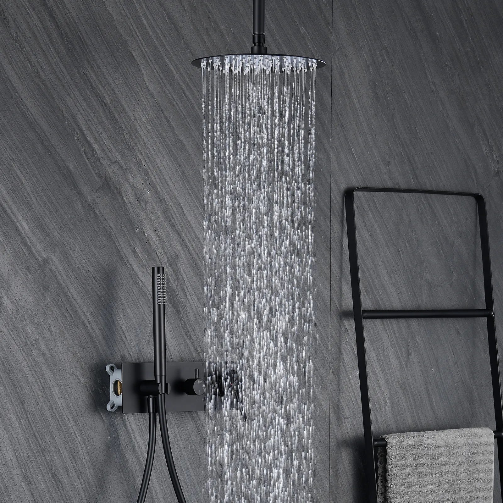 Circular 2-Way Wall Concealed Shower System with Rain & Hand Shower AH502104
